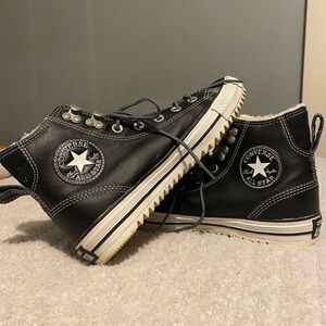 black leather Converse